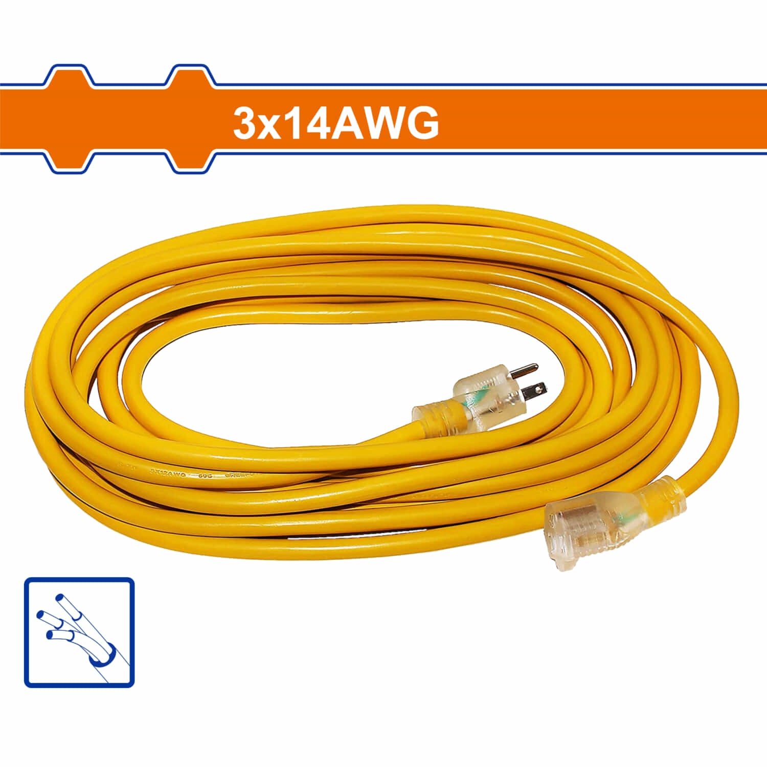 Extensión Eléctrica Polarizada 3x14AWG. 125Volt-60Hz. Long: 30m. Corriente 13A.