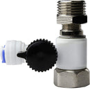 Adaptador tee con valvula filtros de agua  1/2" NPT y 3/8" Comp. y salida 1/4" tubing filtro