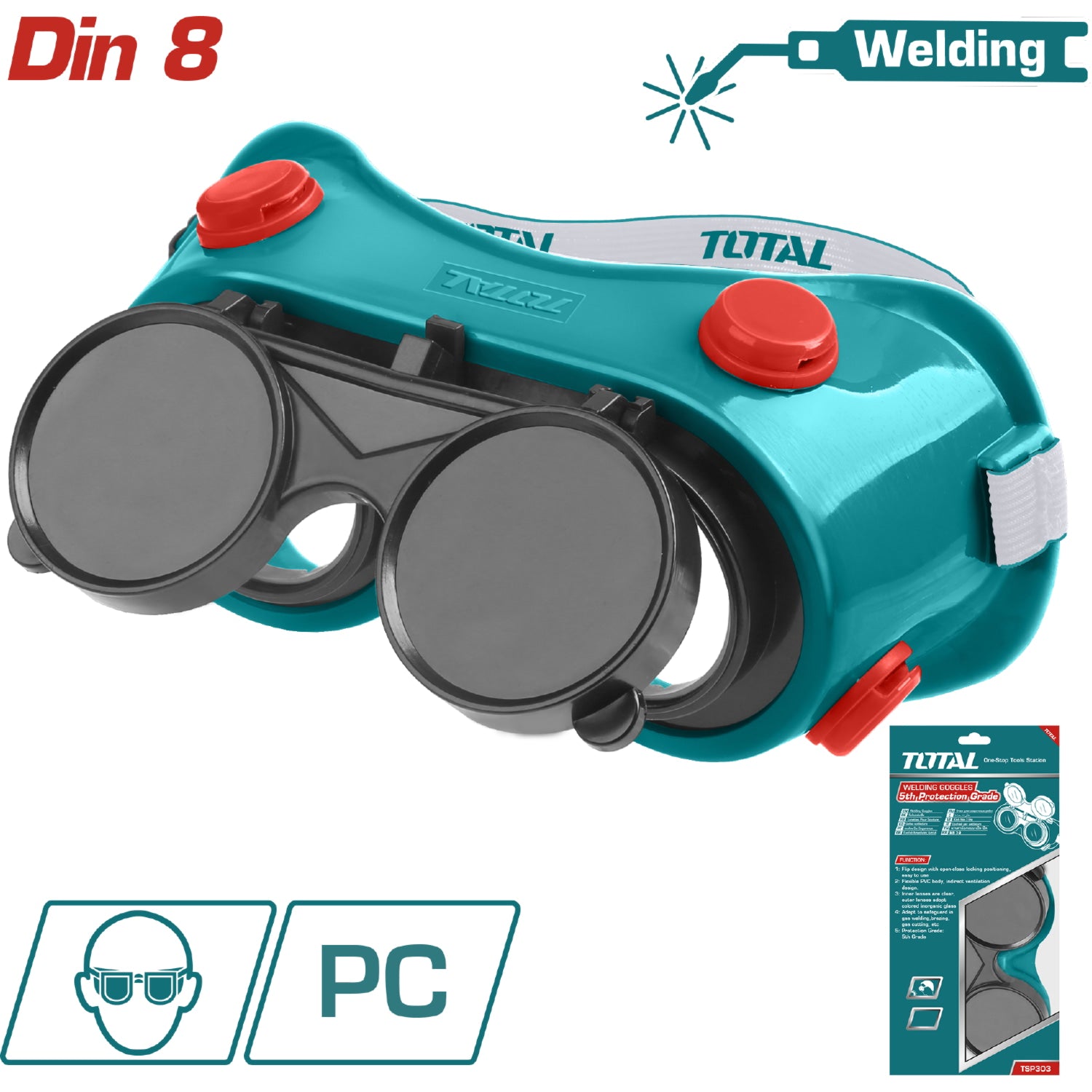Lentes de soldador para oxicorte. Diseño bre y cierra de facil uso