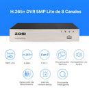 DVR 8 Canales 5MP H.265+ Híbrido con Salida HDMI y VGA. Servidor de Videovigilancia Compatible TVI AHD CVI CVBS. Soporta Disco Duro hasta 8TB