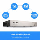 DVR 8 Canales 5MP H.265+ Híbrido con Salida HDMI y VGA. Servidor de Videovigilancia Compatible TVI AHD CVI CVBS. Soporta Disco Duro hasta 8TB