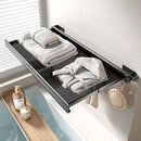 Estante Retráctil con malla Multiusos Para Baño Y Lavandería. Repisa Plegable Con Ganchos. 45x42.5cm