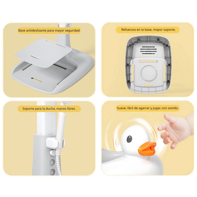 Estación de Baño De Pie Para Bebé Con Diseño De Patito. Soporte Ergonómico Seguro para Tina Ducha Bañera
