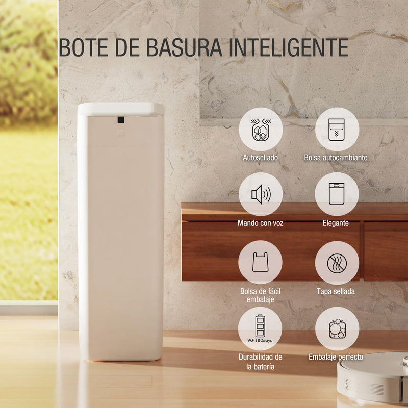 Basurero inteligente de 8 galones, con autosellado y cambiador de bolsa automático, sensor de movimiento sin contacto, con tapa. AIRDEER