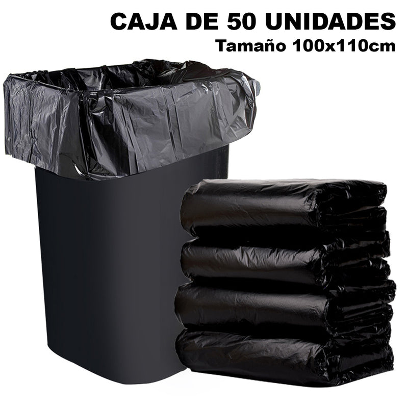 (Paquete 50 unid) Bolsas de basura Medida 100*110 cm. 150 L / 40 Gal.