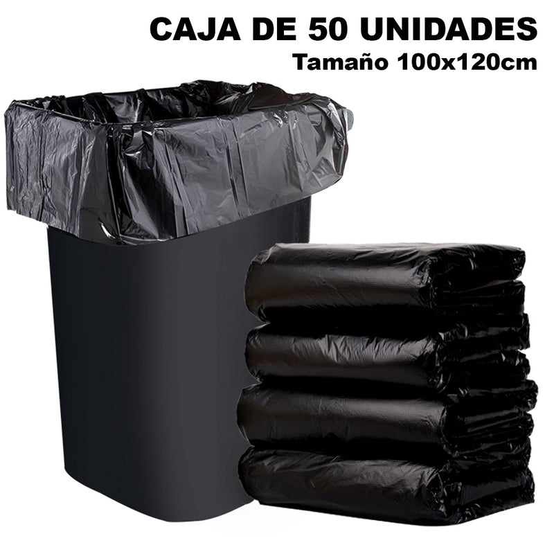 (Paquete 50 unid) Bolsas de basura Medida 100*120 cm. 180 L / 48 Gal.