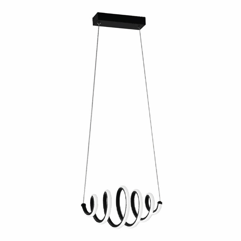 Lámpara LED Colgante en Espiral Negra 51W, 3978 Lumens, Luz Neutra 4000K 340x900mm Diseño Elegante y Moderno para Comedor, Sala o Entrada. Luz Colgante Elegante en Espiral.