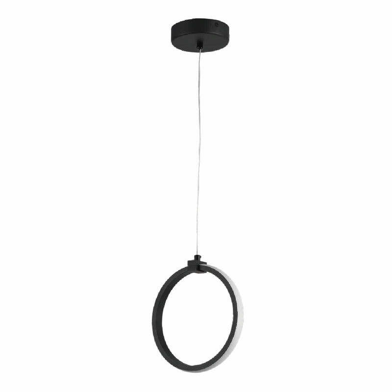 Lámpara LED Colgante Estilo Anillo Negra 12W, 1000 Lumens 3000K 200x1200mm. Elegancia y Funcionalidad para recámara, sala, comedor. Lámpara LED Colgante Empotrable Moderna .