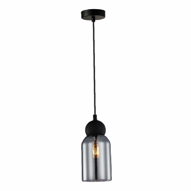Lámpara Colgante Moderna de Vidrio Negro Ahumado 1XE27 100x1200mm Ideal para Comedores, Cocina y Salas de Estar. Diseño estilizado y Moderno. Lámpara Colgante Estilo Industrial.