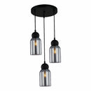 Lámpara Colgante Moderna de Vidrio Negro Ahumado 3XE27 300x1200mm Ideal para Comedores, Cocina y Salas de Estar. Diseño estilizado y Moderno. Lámpara Colgante Estilo Industrial.