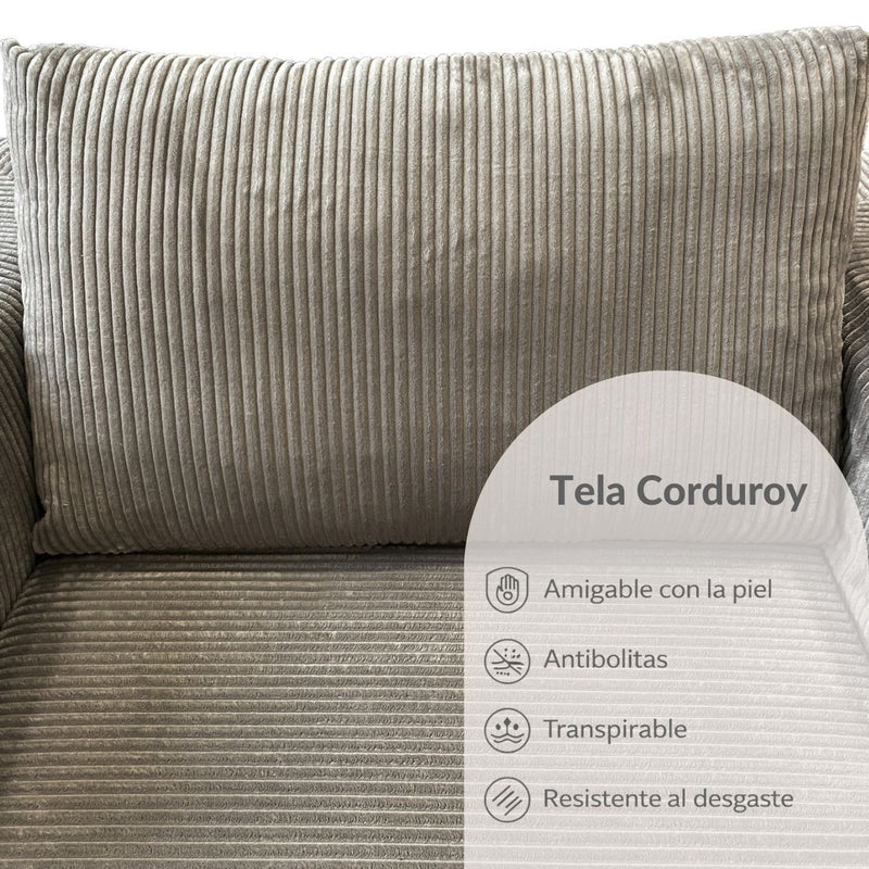 Sofá empacado al vacio Memory Foam de alta densidad 124X84X70cm Color Light gray 21