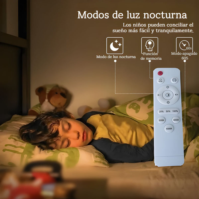 Lampara LED de Techo 24W 30 cm Cuadrado con Retroiluminación RGB, Panel de Luz Regulable 3000K–6500K, 3200 Lúmenes con Control Remoto.