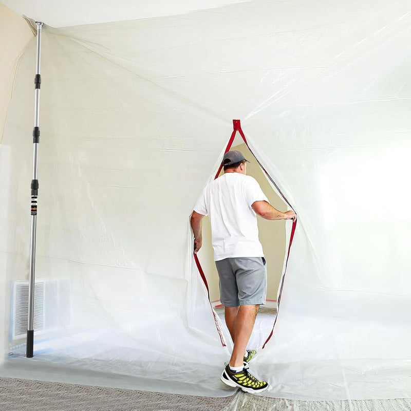 Barrera Antipolvo para Remodelación. Barrera de Plástico Transparente con Cierre. Protector de Ambientes para Construcción y Pintura.