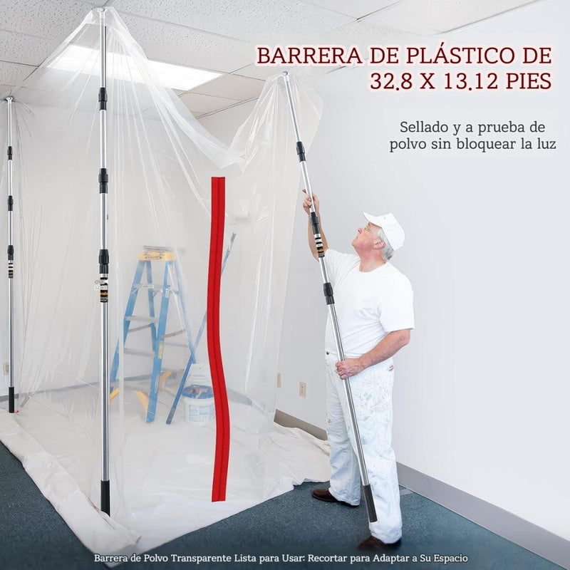 Barrera Antipolvo para Remodelación. Barrera de Plástico Transparente con Cierre. Protector de Ambientes para Construcción y Pintura.