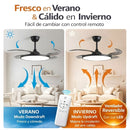 Abanico de Techo 42” con Lámpara LED. Ventilador Invisible con Aspas Retráctiles. Luz Regulable con control remoto. Color negro.  96W+35w para 10 a 25mts