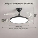 Abanico de Techo 42” con Lámpara LED. Ventilador Invisible con Aspas Retráctiles. Luz Regulable con control remoto. Color negro.  96W+35w para 10 a 25mts