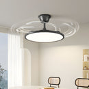 Abanico de Techo 42” con Lámpara LED. Ventilador Invisible con Aspas Retráctiles. Luz Regulable con control remoto. Color negro.  96W+35w para 10 a 25mts