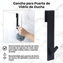 Gancho Colgante Para Puertas De Vidrio De Baño 17.5x 2.5 cm Color Negro. Acabado Resistente para vidrio sin marco de hasta 2.5 cm de espesor