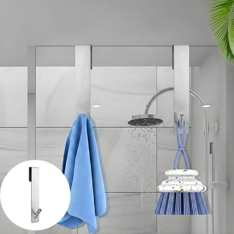 Gancho Colgante Para Puertas De Vidrio De Baño 17.5x 2.5 cm Color Silver. Acabado para vidrio sin marco de hasta 2.5 cm de espesor