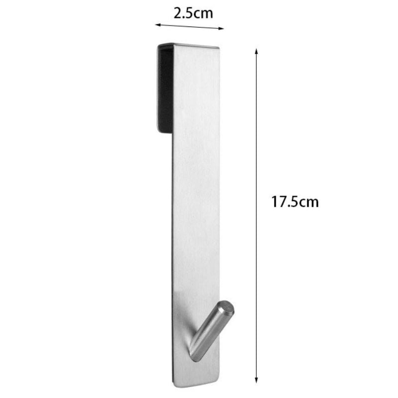 Gancho Colgante Para Puertas De Vidrio De Baño 17.5x 2.5 cm Color Silver. Acabado para vidrio sin marco de hasta 2.5 cm de espesor