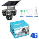 Cámara de Seguridad Solar 4G LTE Exteriores Triple Lente y Pantalla, PTZ 360°, Zoom 10X, Visión Nocturna a Color y Detección Humana Color Gris T12 (Funciona solo con SIM CARD 4G)