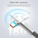 Cable USB-C a USB-C Giratorio 180° PD 240W E-Mark. Trenzado Reforzado. Carga Rápida (3 Metros). Color negro.