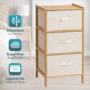 Mueble Multiuso De Bambú Estilo Nórdico con Cajones de Tela Oxford para Hogar y Oficina. Organizador de Almacenamiento Vertical con 3 Cajones. Gavetero (37x78.5x35 cm)