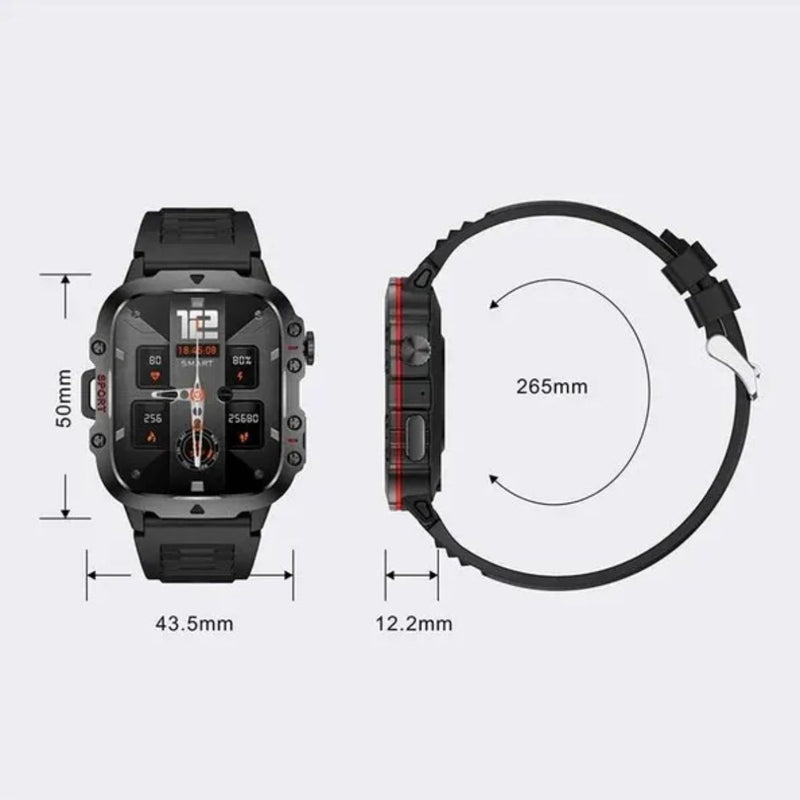 Smartwatch Con GPS Integrado Y Llamadas Bluetooth. Reloj Inteligente 1.96” HD.  Resistente al Agua 3ATM con Monitores de Salud. Color Negro.