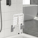 Asiento Abatible para Ducha de Pared con Soporte Reforzado. Silla de Baño Plegable Asiento Plegable de Baño para Adultos Mayores y Discapacitados de Acero Inoxidable 304 (3mm) y  ABS. Color Blanco