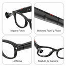 Gafas Inteligentes con Cámara 5MP y Video 1080P. Lentes Smart con ChatGPT Integrado, Traducción en Tiempo Real, Wifi y Asistente de Voz. AIMB-G1