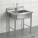 Fregador Industrial con una Tina De Acero Inoxidable (60x60x80cm). Espesor 0.6Mm. Lavaplatos Con Respaldo Y Patas Reforzadas.