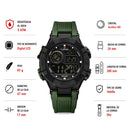 Naviforce Reloj Digital Verde, Correa de Silicona, Diámetro de 47 mm y Resistencia al Agua 5 ATM.