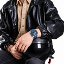 Naviforce Reloj Cronógrafo Plateado y Azul con Correa de Silicona, Diámetro de 46 mm, Cristal Mineral Endurecido y Resistencia al Agua 3 ATM.