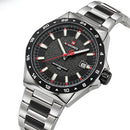 Naviforce Reloj Analógico Negro Plateado con Correa de Acero Inoxidable, Diámetro de 40 mm y Resistencia al Agua 3 ATM