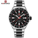 Naviforce Reloj Analógico Negro Plateado con Correa de Acero Inoxidable, Diámetro de 40 mm y Resistencia al Agua 3 ATM