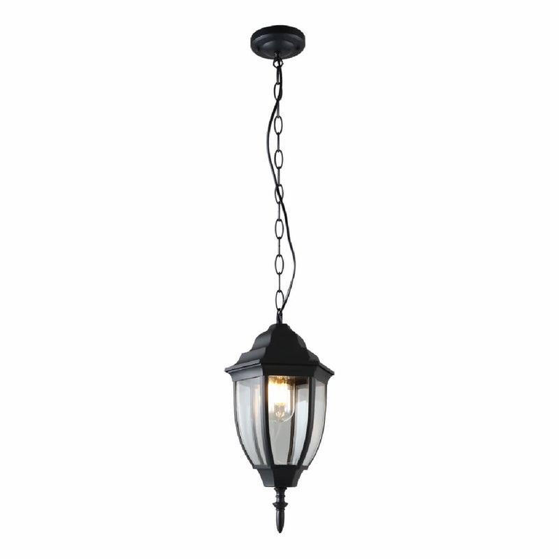 Lámpara Colgante Tipo Farol Para Exterior Negro 1XE27 170x250x530mm. Ideal para jardines, terrazas, patios. Estilo Clásico. Lámpara de Techo para Exteriores.