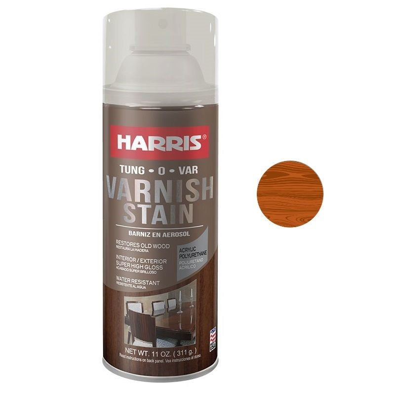 Barniz en aerosol de 11oz. Color maple. Harris