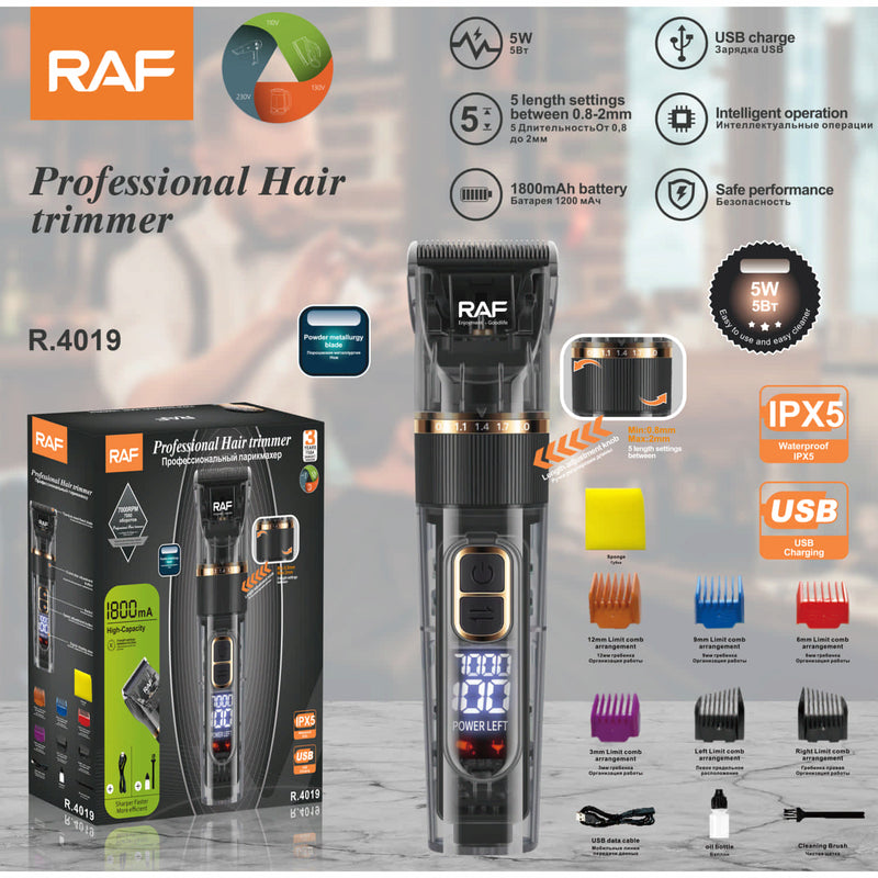 Cortadora De Cabello Eléctrica  5W , 1800mAh, pantalla digital, USB,5 ajustes 110V/60Hz Cortadora Barbero
