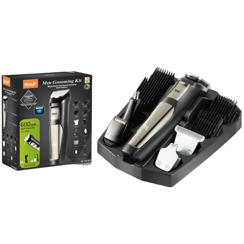 Kit de Cuidado Masculino 5W  13 en 1, recargable USB, 4 cabezales, pantalla digital y base  110V/60Hz Kit de Aseo