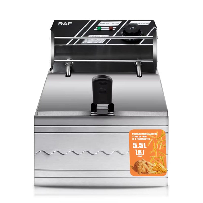 Freidora de Aceite 5.5L  2500W Inoxidable con Control de Temperatura. Rango 160°–180°C. Deep Fryer