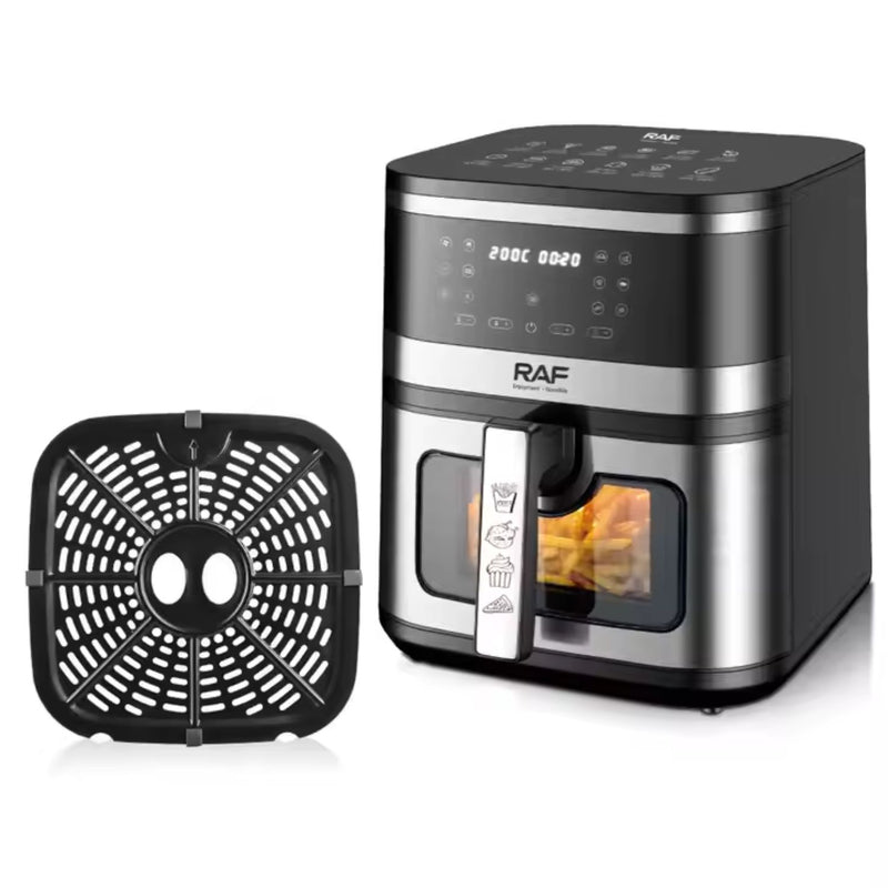 Freidora de Aire 8L 1500W 110V con Pantalla Digital Canasta Antiadherente 360° Interior Metálico. Air Frier