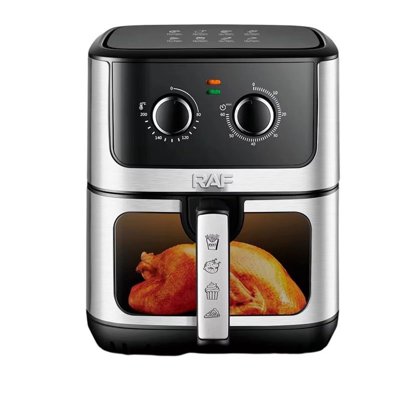 Freidora de Aire 6.5L 1500W 110V 60Hz  Perilla  Canasta Grande con Ventana Antiadherente 360°  Air Frier