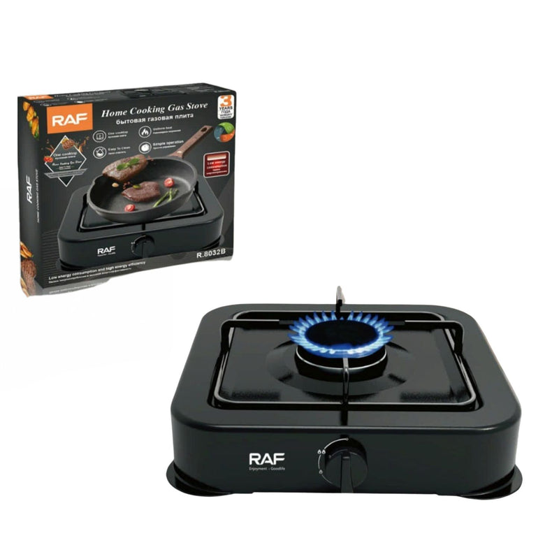 Estufa de Gas  1 quemador Negra.  Bajo Consumo. Control Perilla. Encendido Eléctrico. Cocina Portátil.