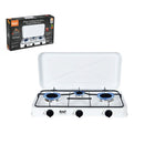 Estufa de Gas con 3 Quemadores Blanca, Bajo Consumo. Control Perilla. Encendido Eléctrico. Cocina portátil.