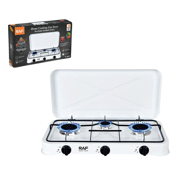 Estufa de Gas con 3 Quemadores Blanca, Bajo Consumo. Control Perilla. Encendido Eléctrico. Cocina portátil.