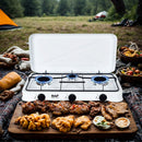 Estufa de Gas con 3 Quemadores Blanca, Bajo Consumo. Control Perilla. Encendido Eléctrico. Cocina portátil.