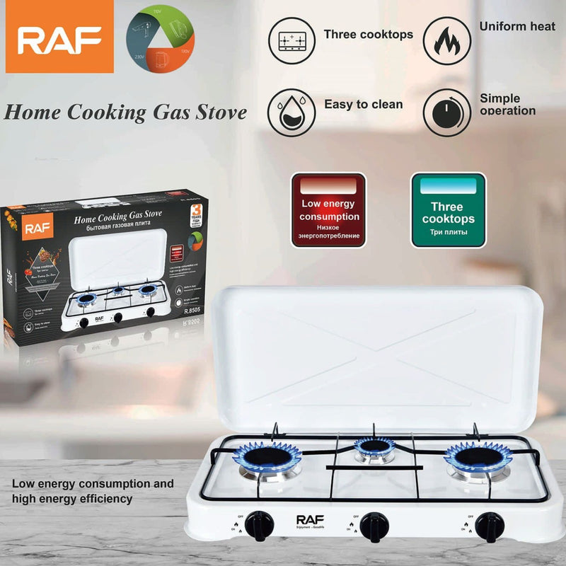 Estufa de Gas con 3 Quemadores Blanca, Bajo Consumo. Control Perilla. Encendido Eléctrico. Cocina portátil.