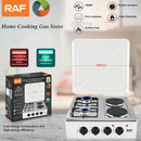 Estufa Combinada de 4 Quemadores 1000W (2 Gas y 2 Eléctricos) con Tapa y Control Perilla.  Cocina Portátil.