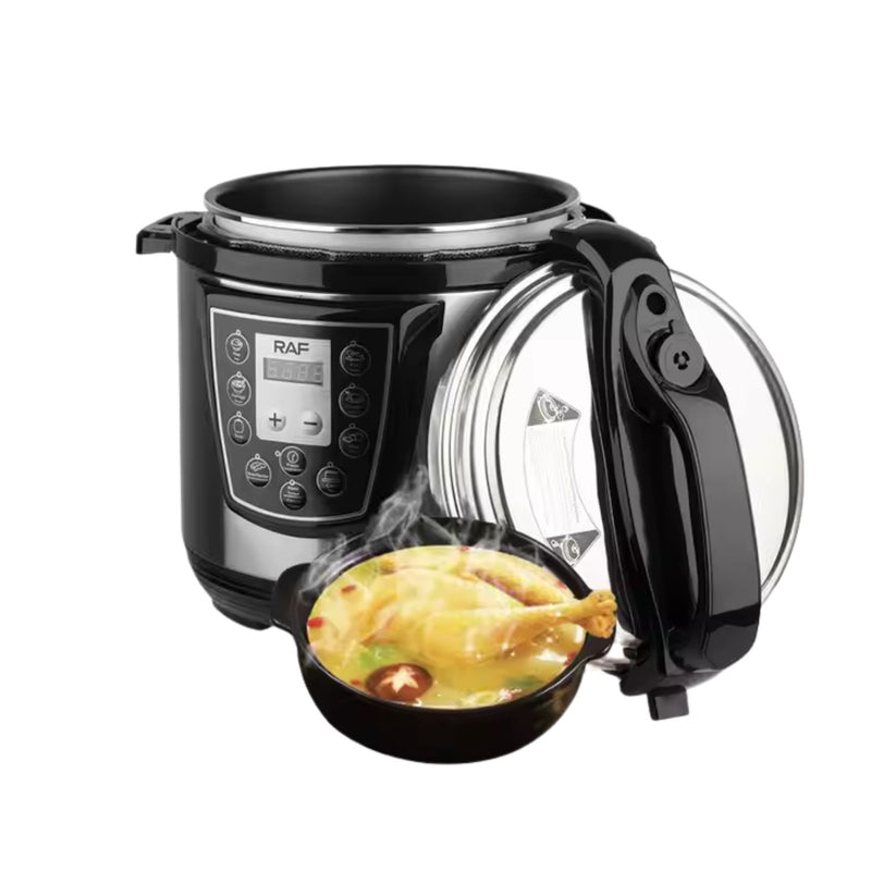 Olla de presión eléctrica Multifuncional 6L 1000W 110V 60Hz Temperatura constante  Programable . Cocción Rápida.