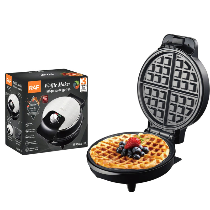 Waflera Eléctrica 1000W con Cocción Doble y Placas Antiadherentes 110V /60hz. Plancha para Waffles